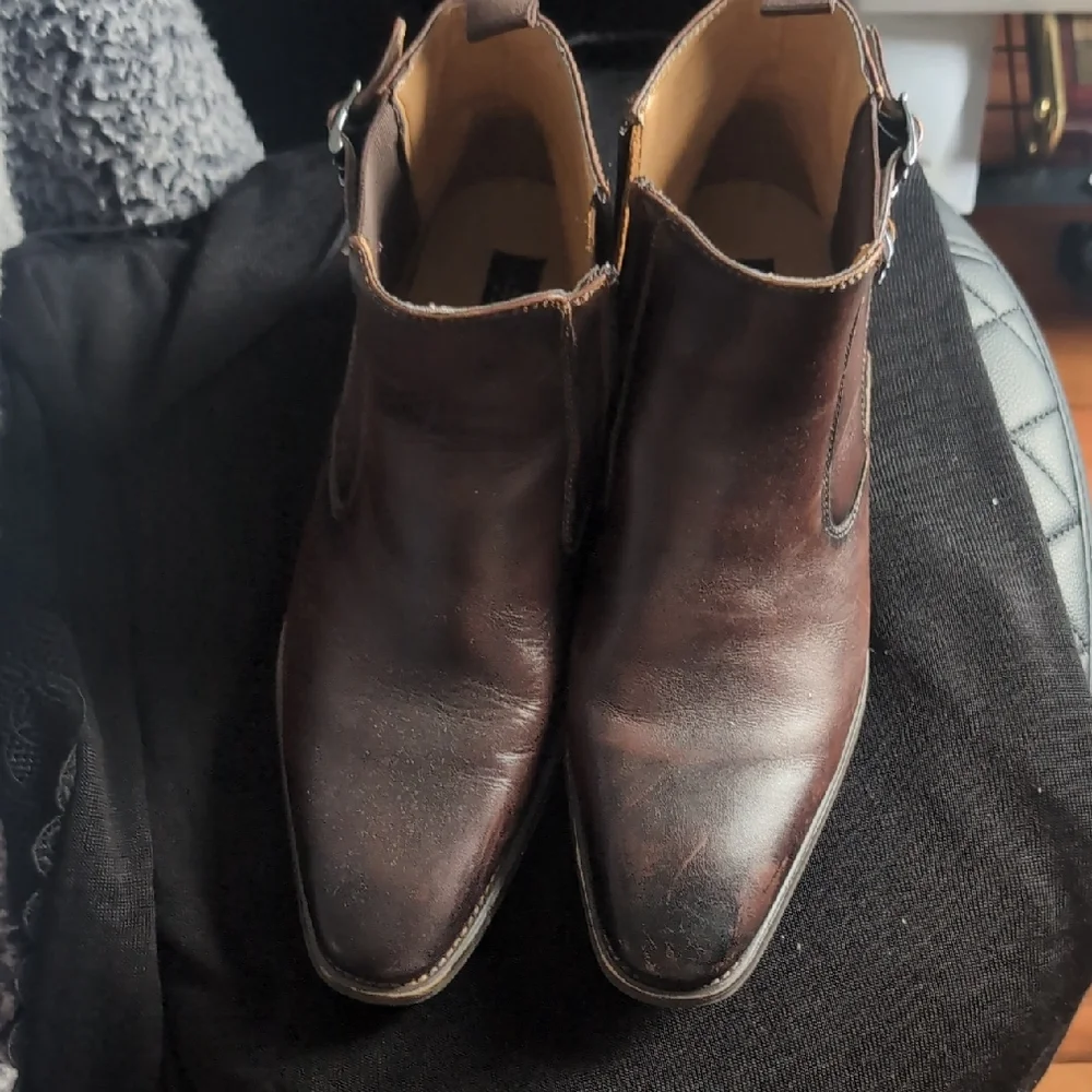 La Milano Italian Chelsea Boots Men Leather, Side Zipper SIZE 9.5